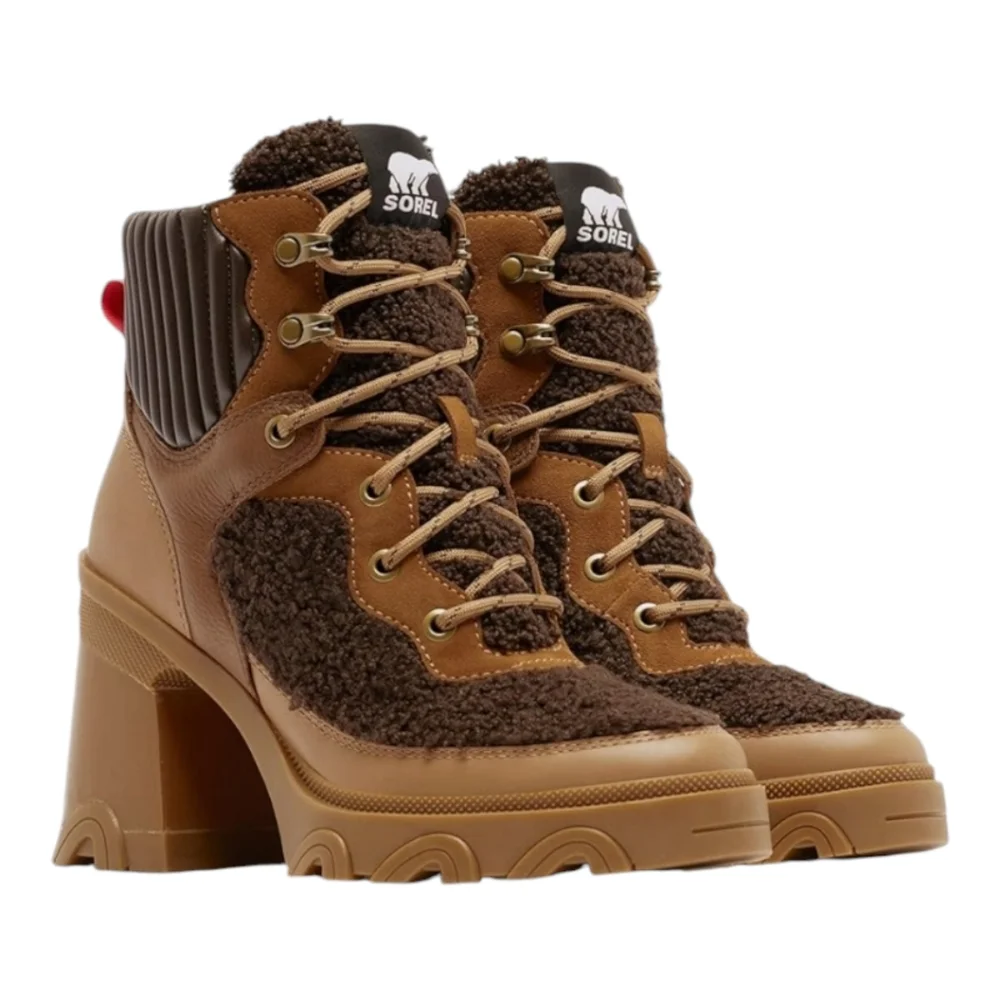 Sundance x Sorel Platform Brex Heel Cozy Lace Boots Lug Sole Size 9.5 $210 MSRP‎